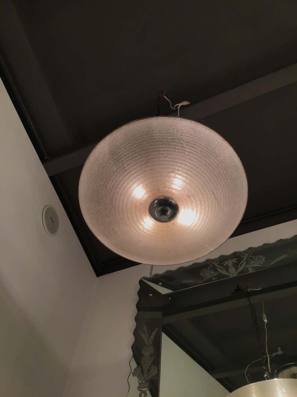 Venini Ceiling Light Pulegoso 1930 Murano Glass Metal Chrome, Italy photo furniture