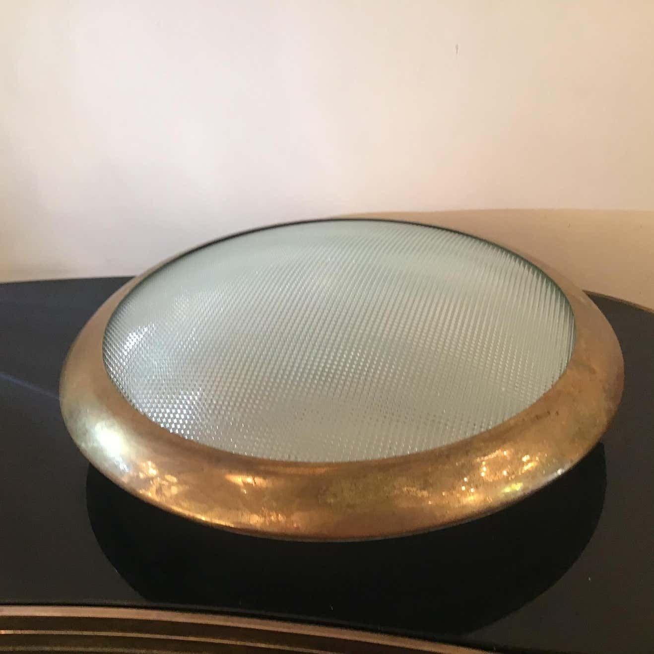 Stilnovo Ceilling Light/Sconce Glass Brass Metal 1950 Italy photo Lighting