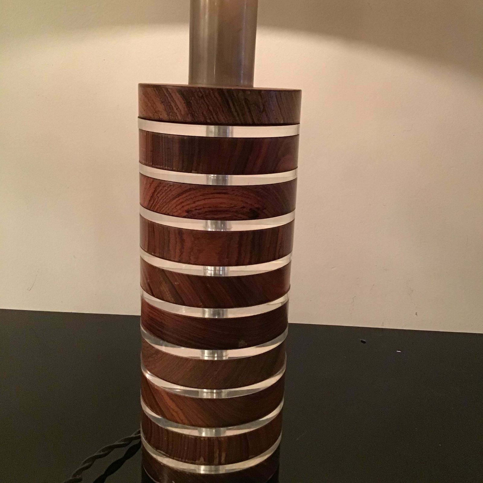 Felice Antonio Botta Table Lamp Brass Wood Plexiglass Fabric Brass Lampshade1974 photo furniture