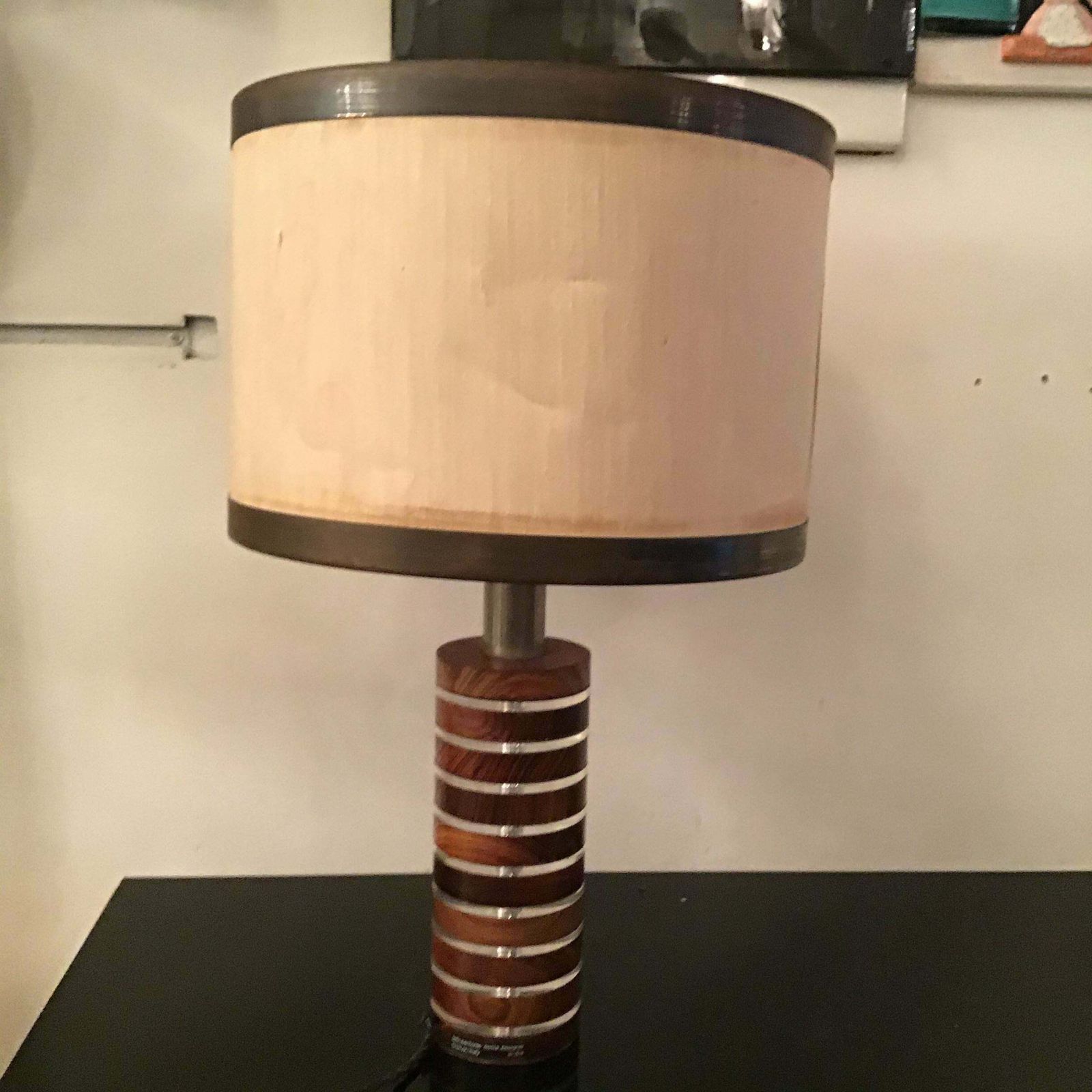 Felice Antonio Botta Table Lamp Brass Wood Plexiglass Fabric Brass Lampshade1974 photo 1268.0