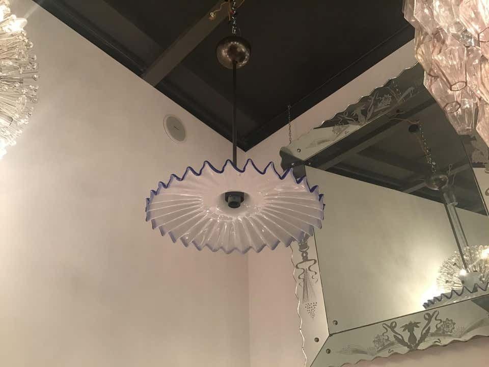 Venini “Toni Zuccheri “ Chandelier Murano Glass Metal Crome, 1960, Italy photo for sale