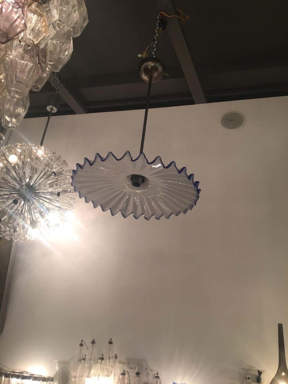 Venini “Toni Zuccheri “ Chandelier Murano Glass Metal Crome, 1960, Italy photo vinterior