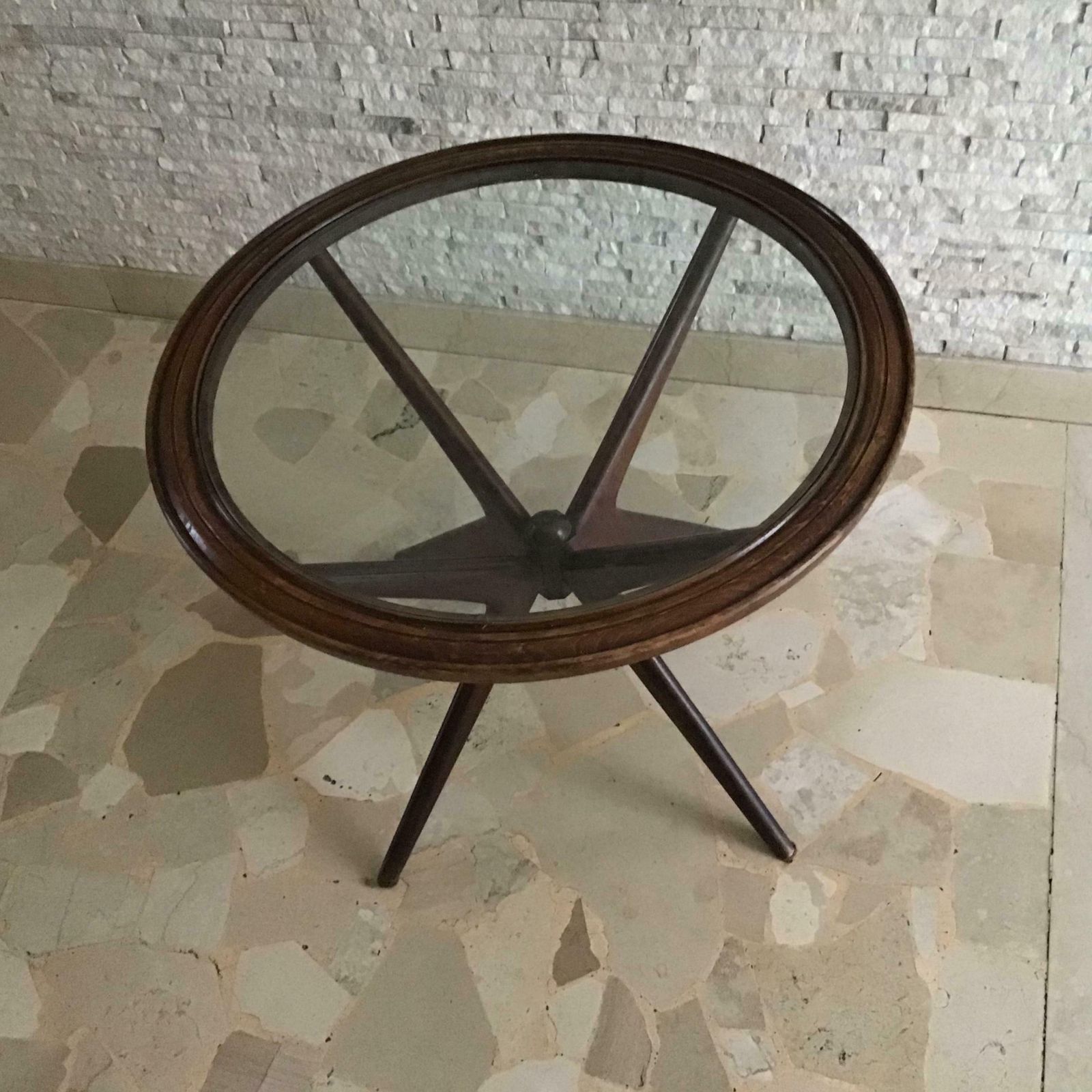 Ico Parisi Coffee Table Wood Glass, 1950, Italy photo vintage