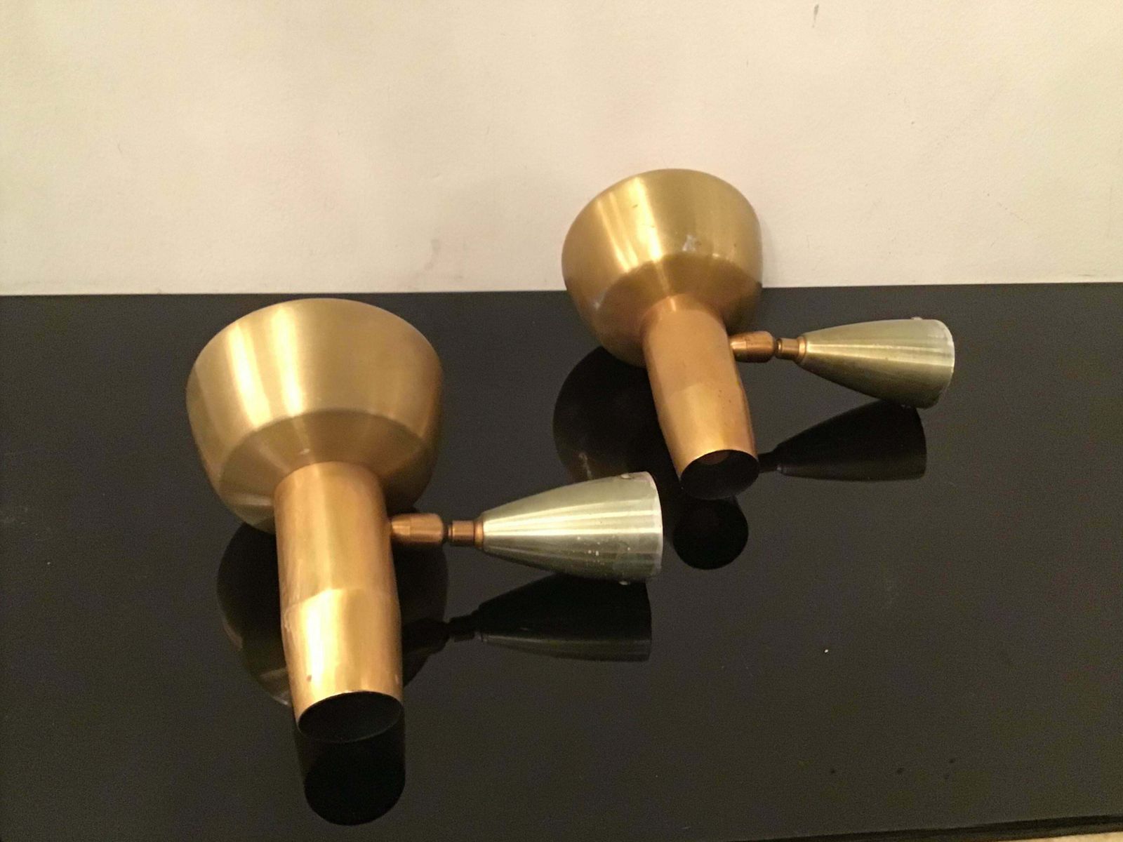 Oscar Torlasco “ Lumi” Sconces Adjustable Metal Crome Metal Brass 1950 Italy photo 2264.0