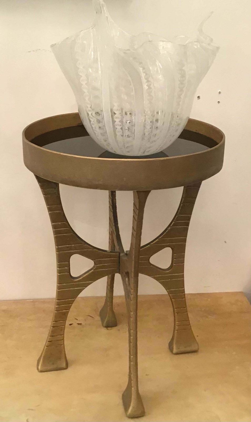 Gabriella Crespi “Stile”Brass Opaline Glass, 1960, Italy photo furniture