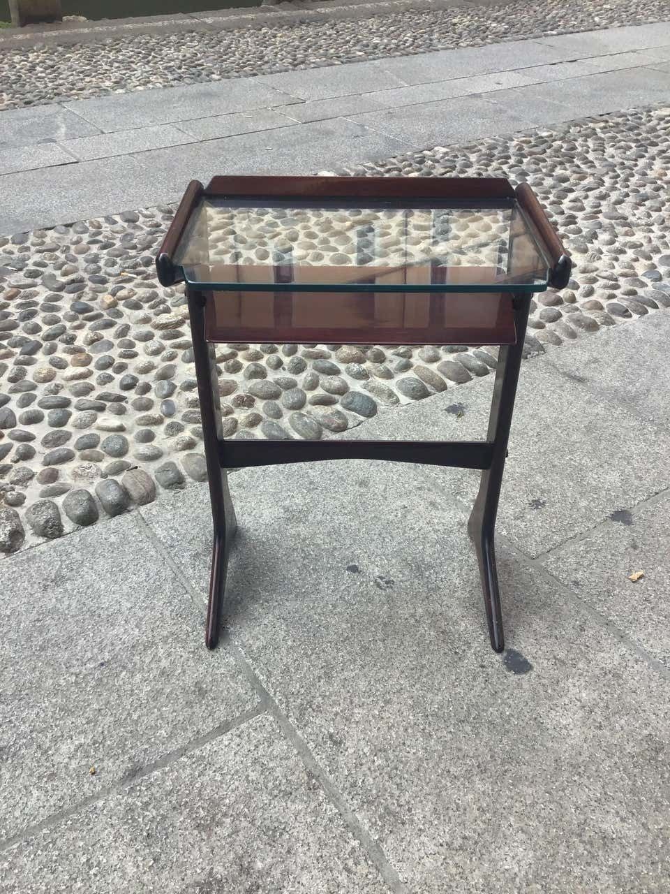Ico Parisi 1954 Telephone Stand, Wood And Glass And Brass, Italy photo buy