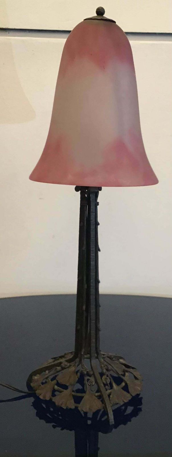 Daum Nancy Table Lamp Blown Glass Wrought Iron 1910 France photo buy