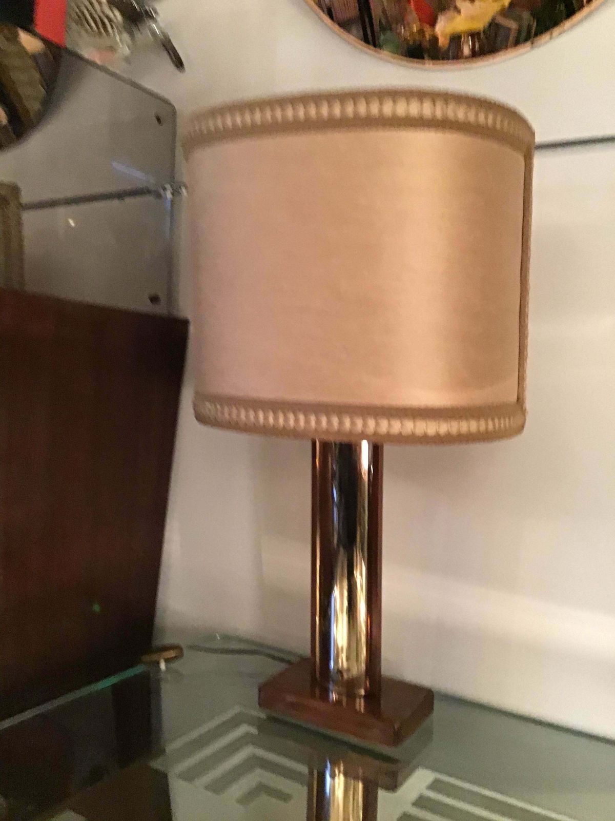 Lighting Fontana Arte “Pietro Chiesa “ Table Lamp Coloured Convex Mirrored Glass Brass It photo