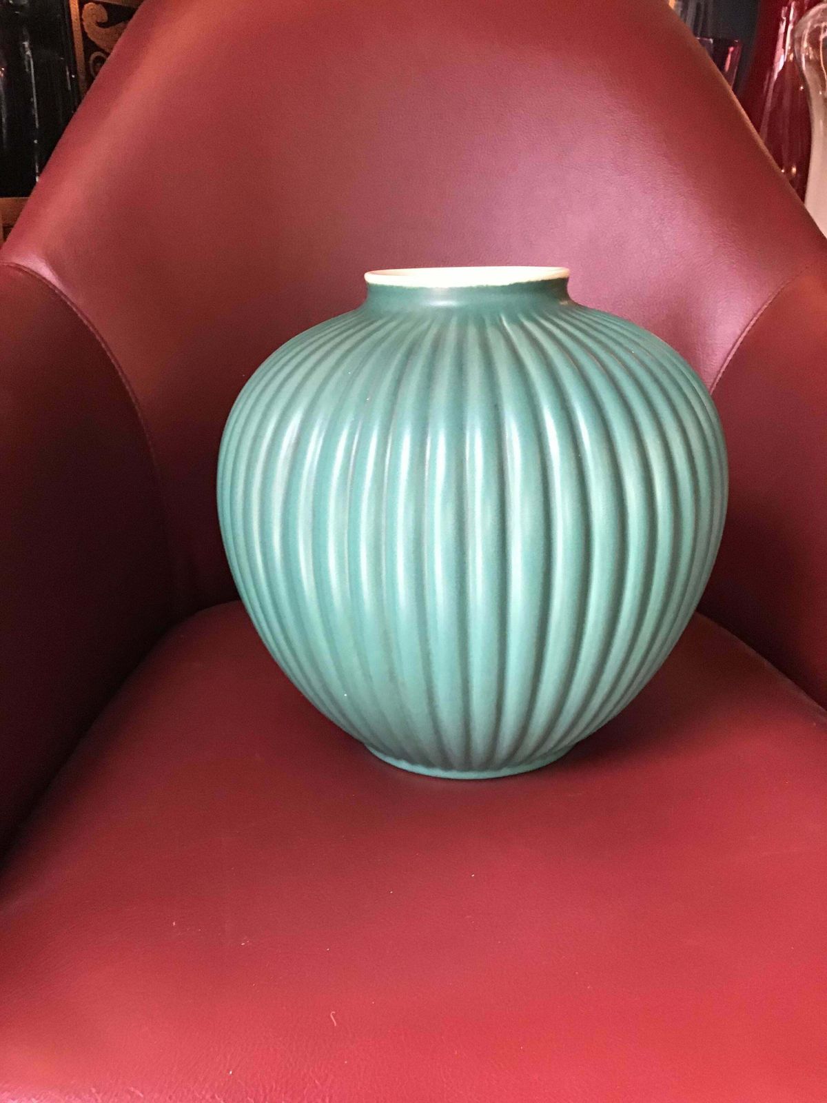 Richard Ginori Giovanni Gariboldi Vase Green Ceramic 1950 Italy photo vinterior