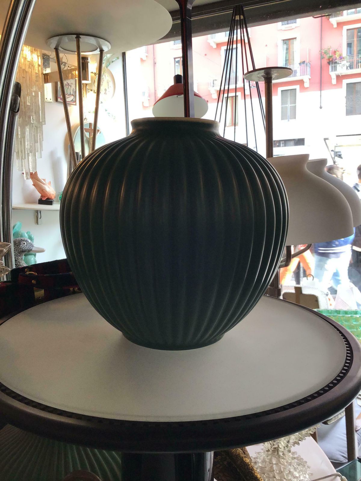 Richard Ginori Giovanni Gariboldi Vase Green Ceramic 1950 Italy photo vintage