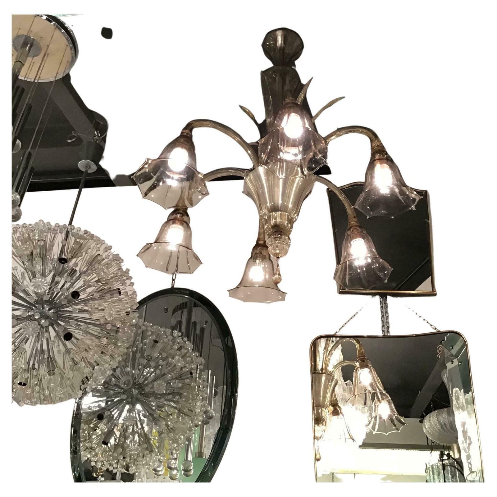 Venini Chandelier Murano Glass Iron 1940 Italy