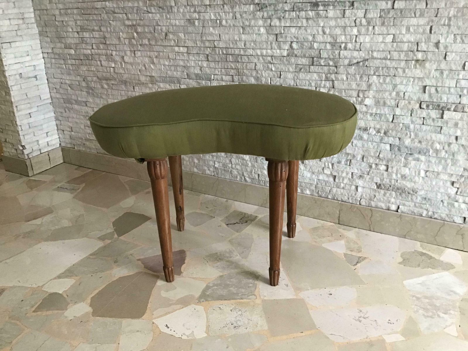 Osvaldo Borsani Upholstered Bench Or Stool Wood 1940 Italy photo furniture