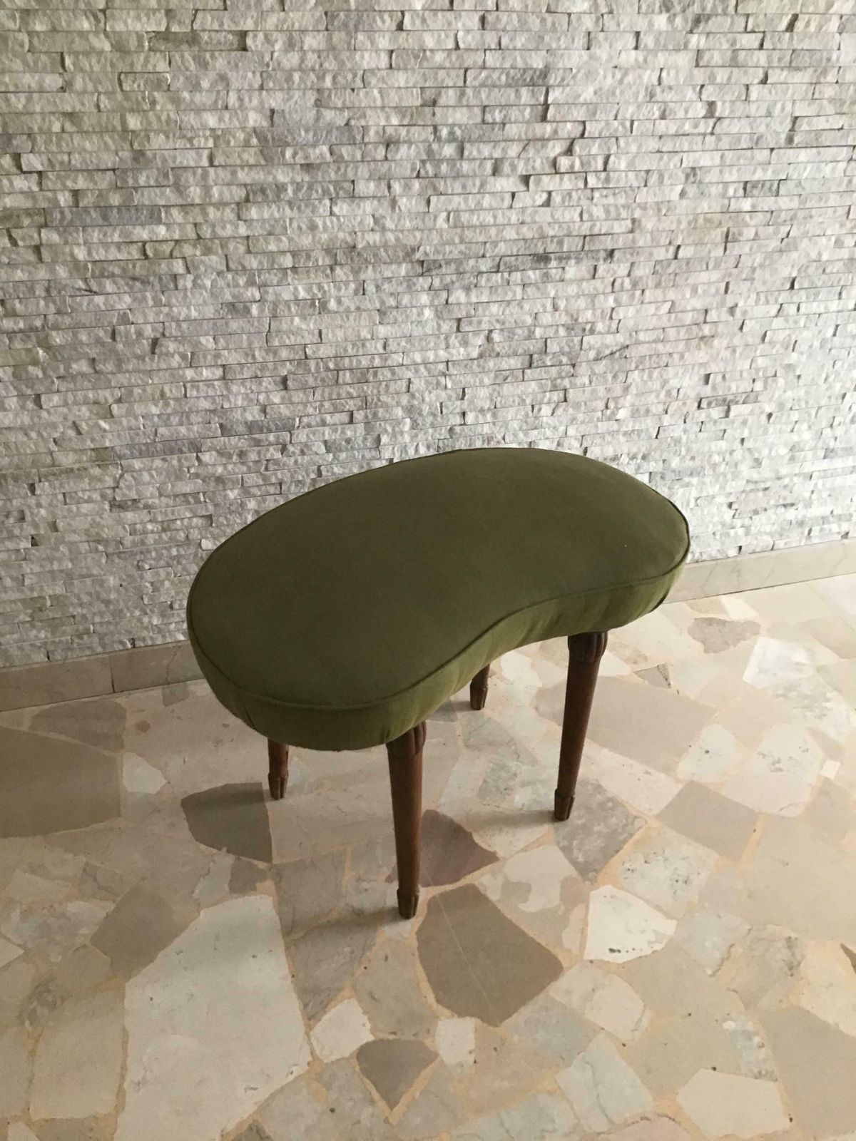 photo for sale Osvaldo Borsani Upholstered Bench Or Stool Wood 1940 Italy