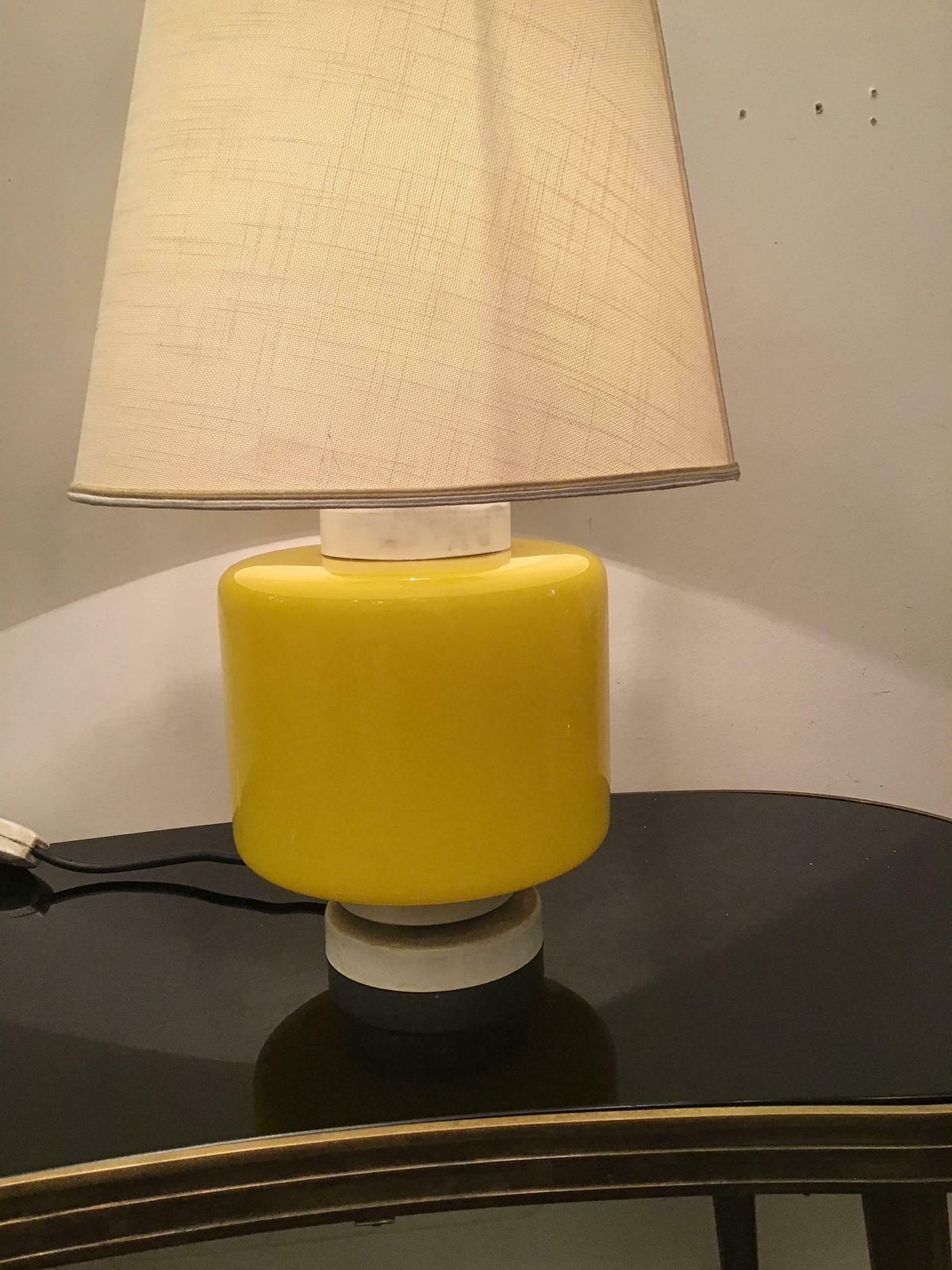 1628.0 Vistosi Table Lamp Murano Glass Metal Fabric Lampshade 1960 Italy photo