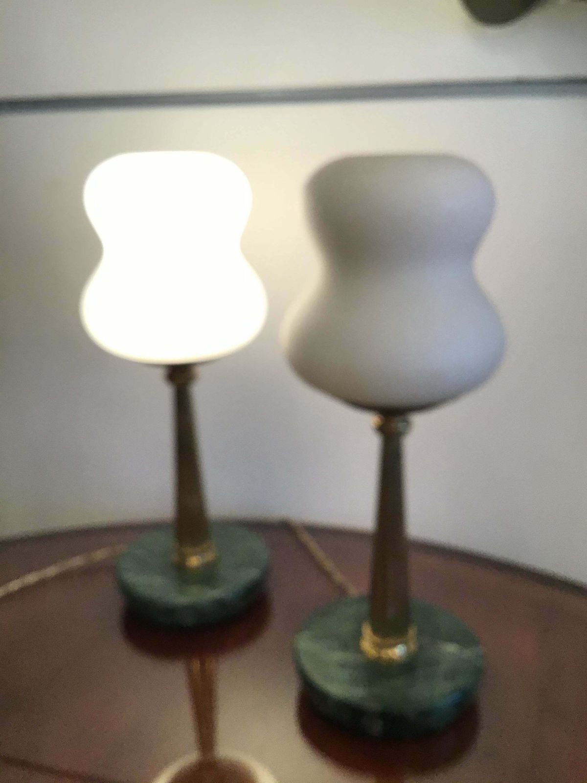 2079.0 Stilnovo Styletable Lamps Opaline Brass Marbre 1950 Italy photo