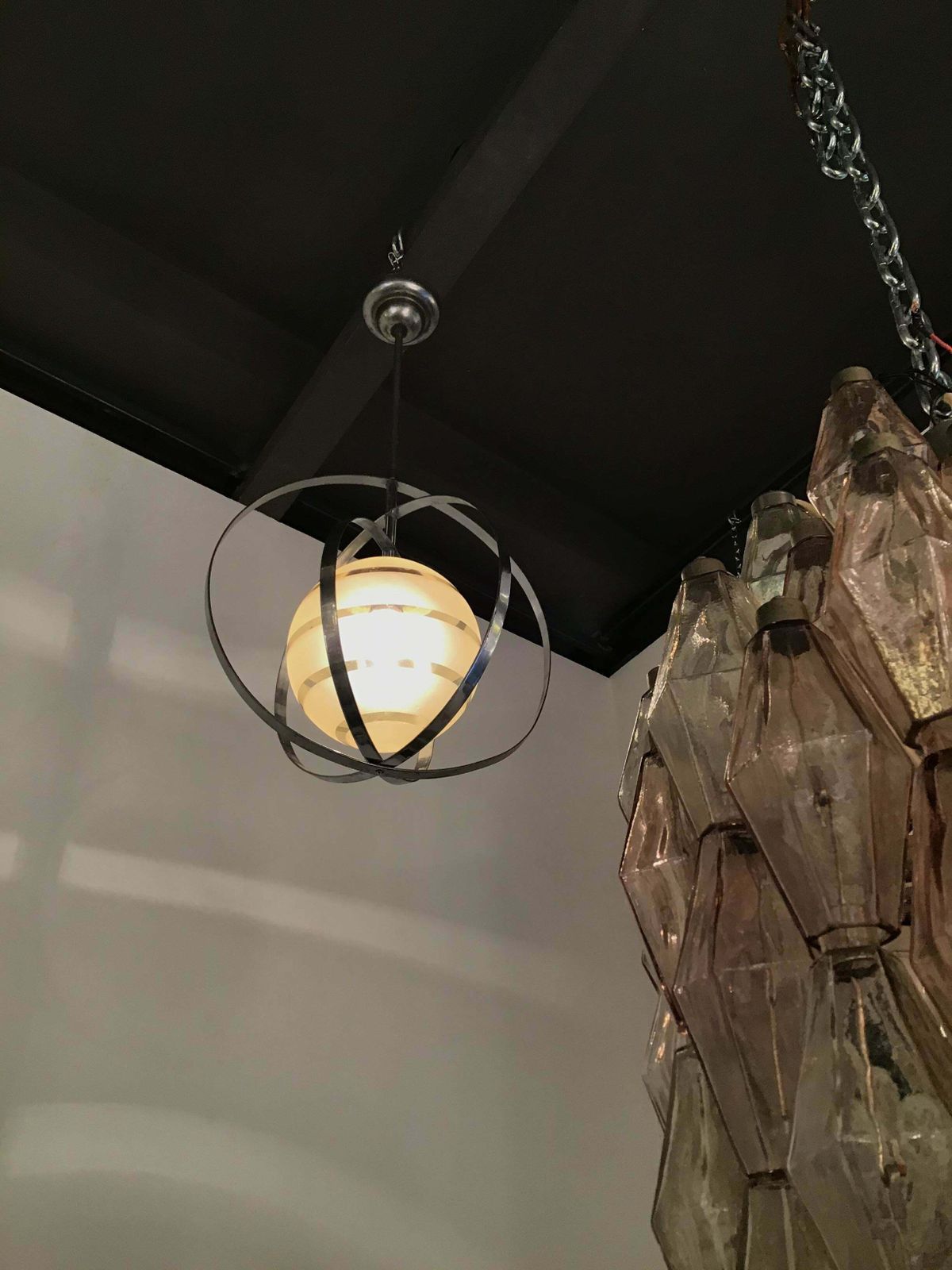 photo furniture Venini Chandelier Glass Metal Crome, 1940, Italy