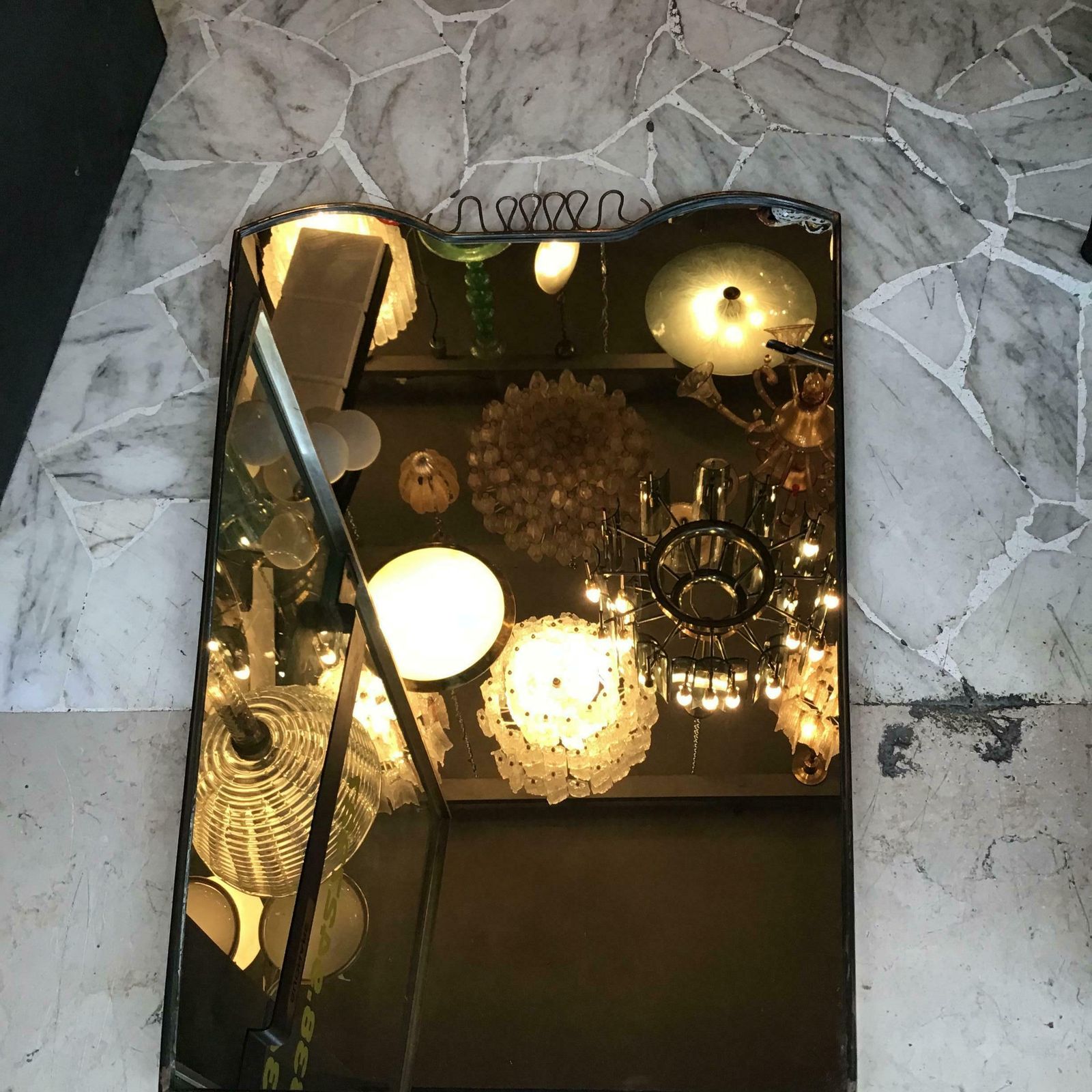 Gio Ponti Fontana Arte Mirror Brass Wood Glass 1950 Italy photo buy
