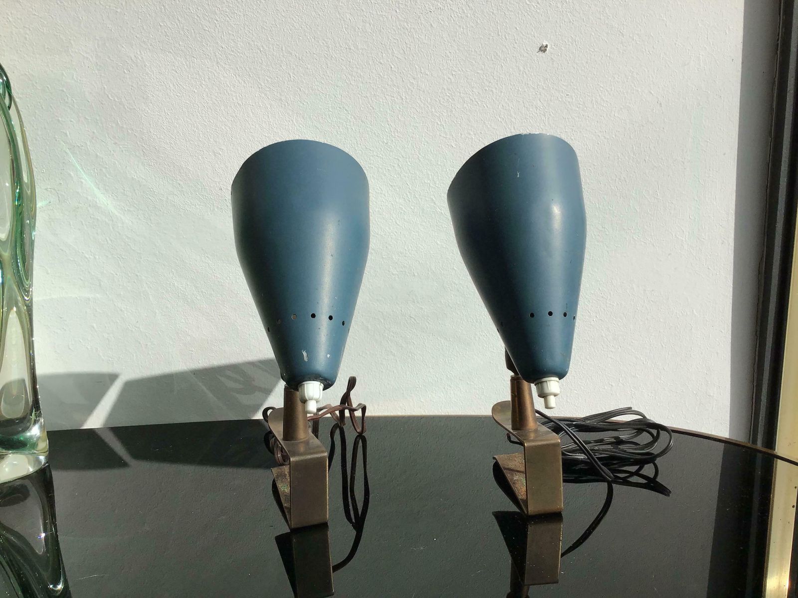 Stilux Pair Of Clamp Sconces Brass Metal Lacquered, 1950, Italy photo furniture