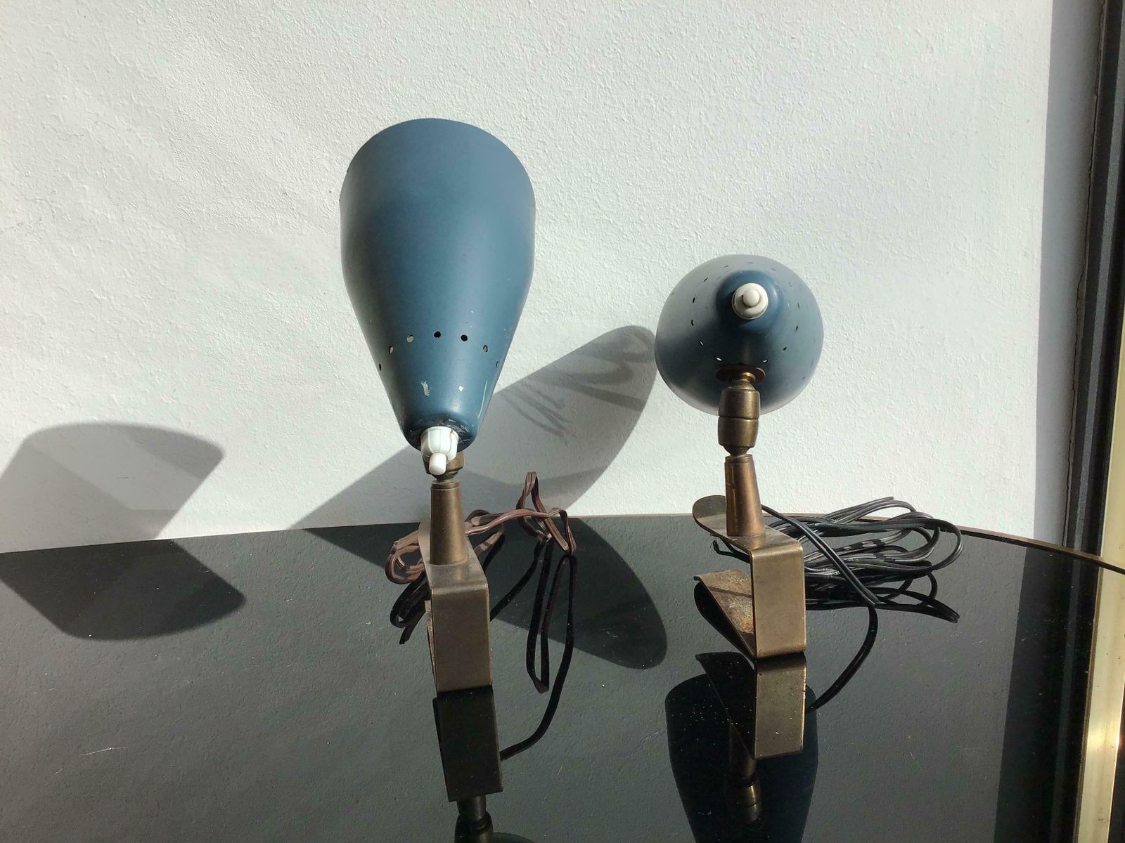 Stilux Pair Of Clamp Sconces Brass Metal Lacquered, 1950, Italy photo vinterior