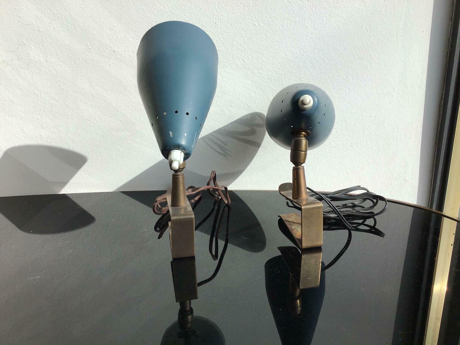 Stilux Pair Of Clamp Sconces Brass Metal Lacquered, 1950, Italy photo buy