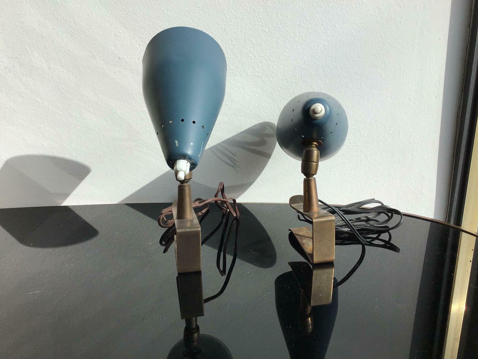 Stilux Pair Of Clamp Sconces Brass Metal Lacquered, 1950, Italy photo vintage