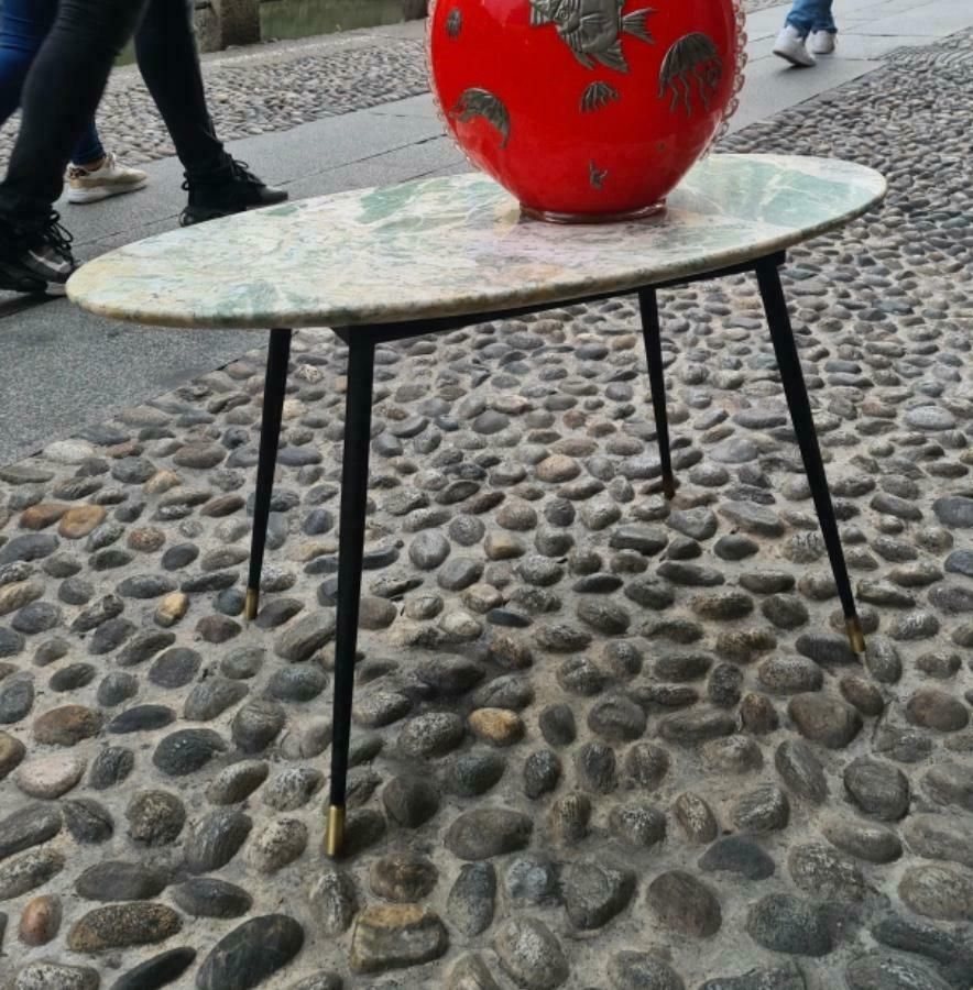 Ico Parisi Coffe Table Brass Iron Marbre, 1950, Italy photo for sale