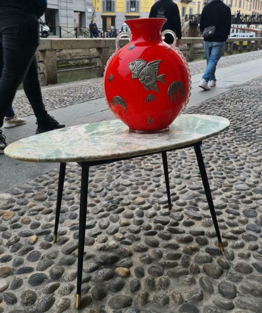 Ico Parisi Coffe Table Brass Iron Marbre, 1950, Italy photo buy