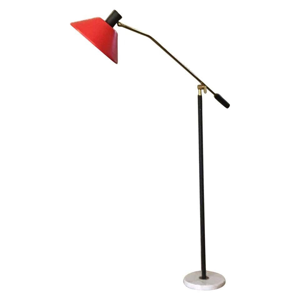 Stilux Floor Lamp Brass Metal Marbre, 1955, Italy