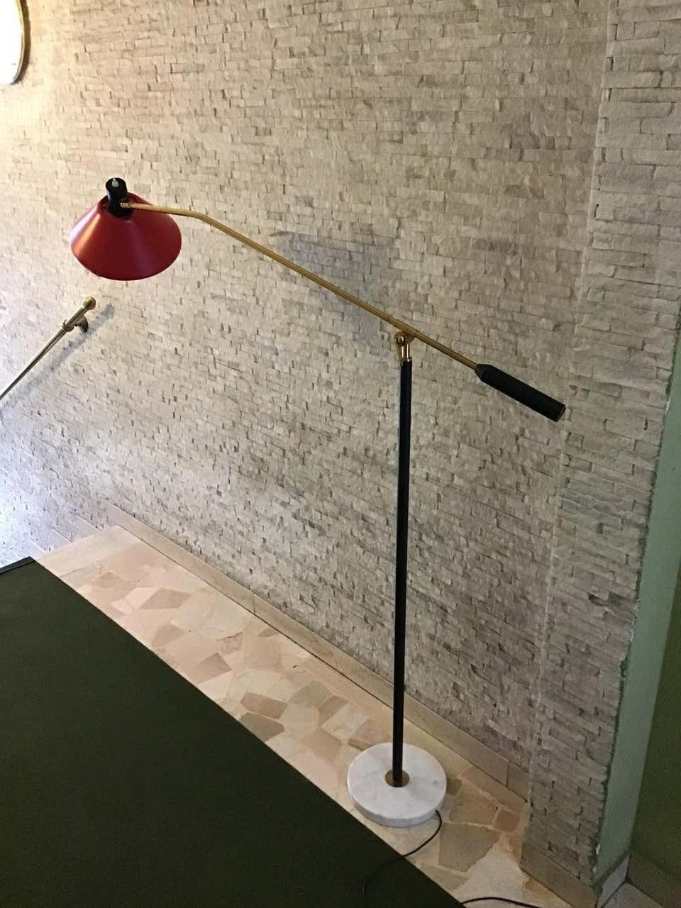 Stilux Floor Lamp Brass Metal Marbre, 1955, Italy photo vinterior