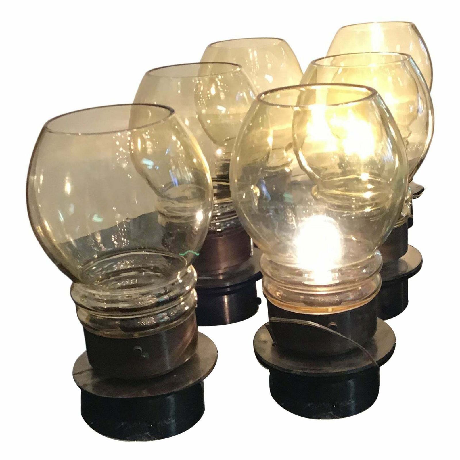 Salviati Six Table Lamps 1960 Metal Crome Glass Italy