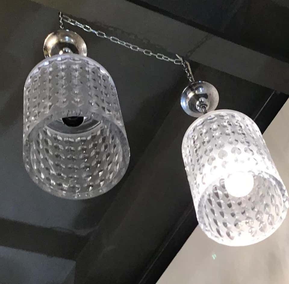 Cristal Art Couple Chandeliers Crystal Worked On The Wheel Brass, 1955 photo vintage