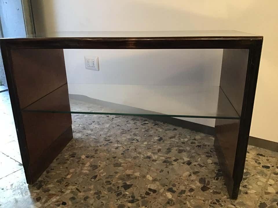 Osvaldo Borsani Mirrored Glass Table And Walnut Wood, 1940 photo vintage