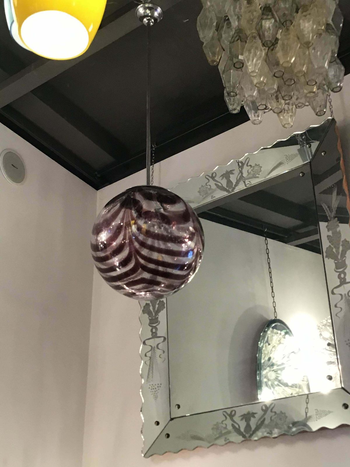 photo buy Venini Chandelier Murano Glass Metal Crome 1960 Italy