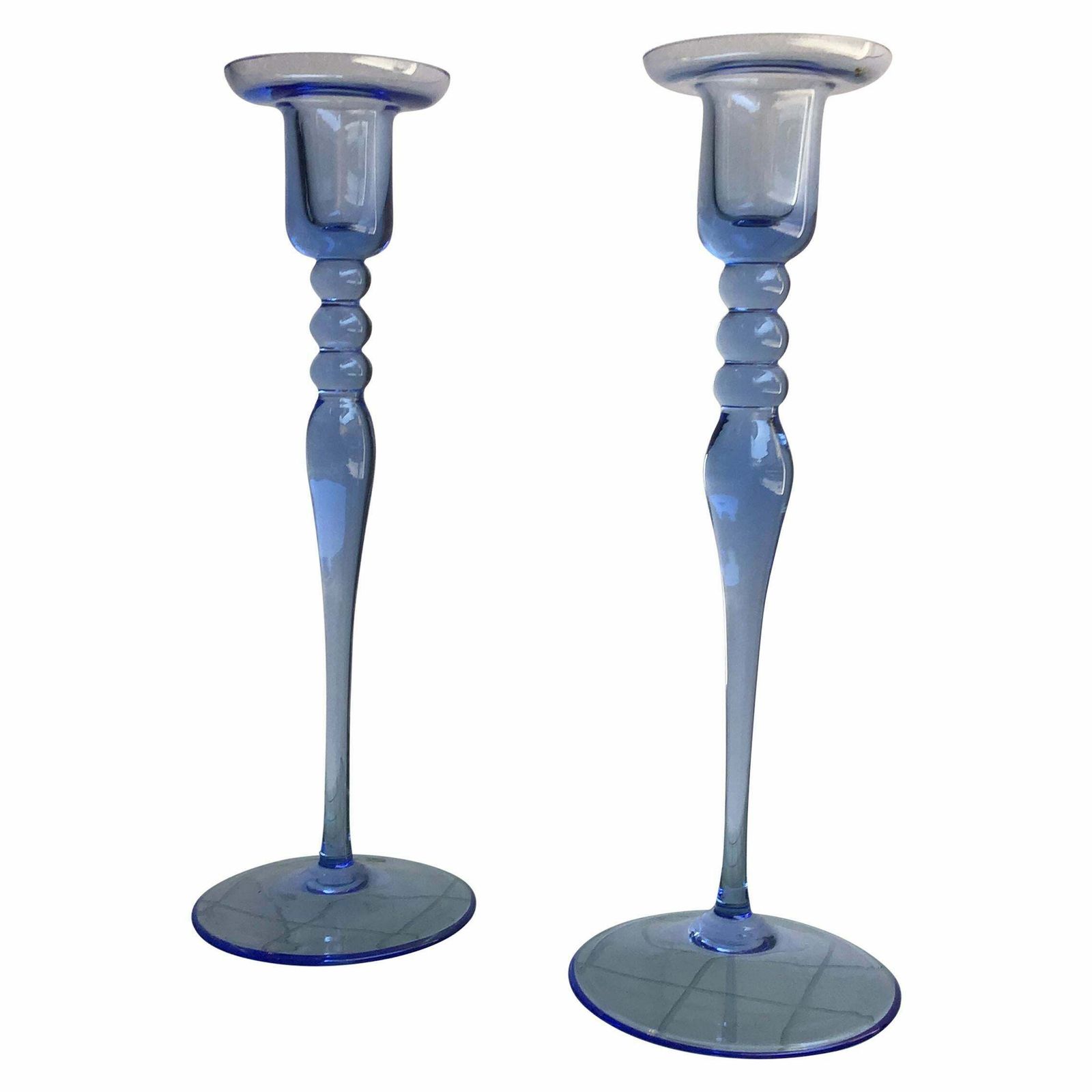 Seguso Candle Holder Blu Murano Glass, 1950, Italy