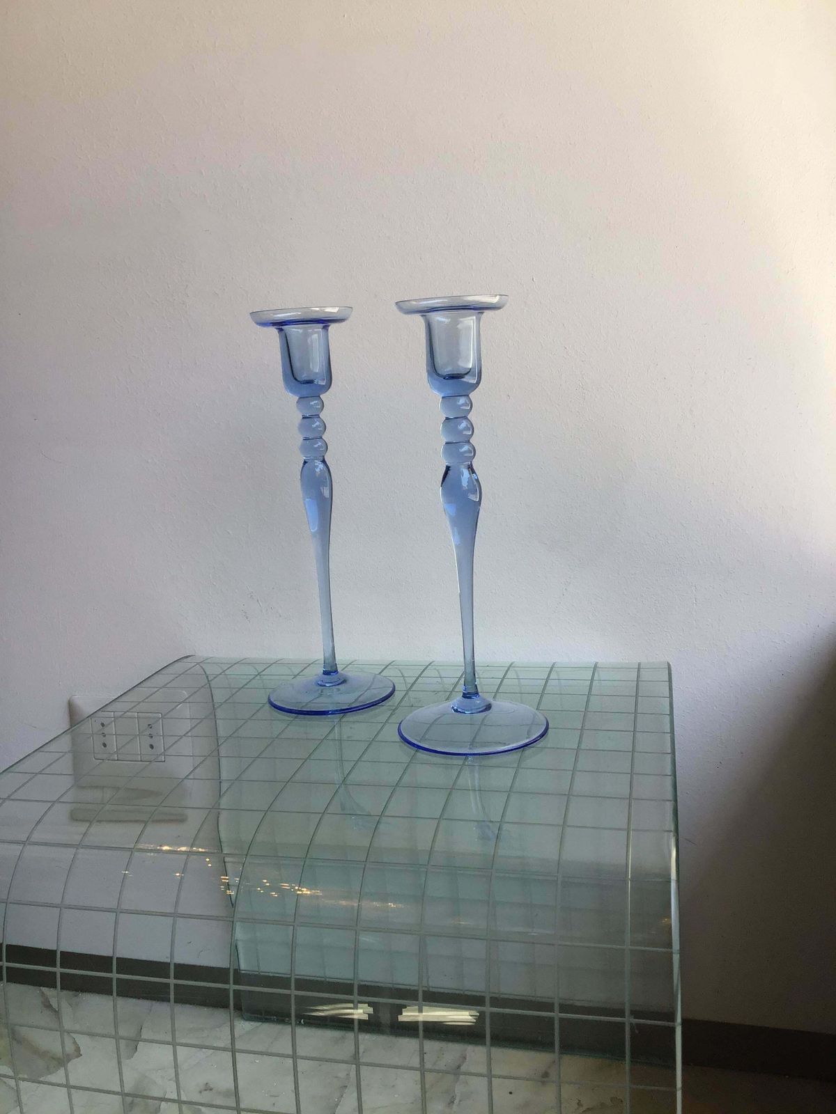 Seguso Candle Holder Blu Murano Glass, 1950, Italy photo Home Decor
