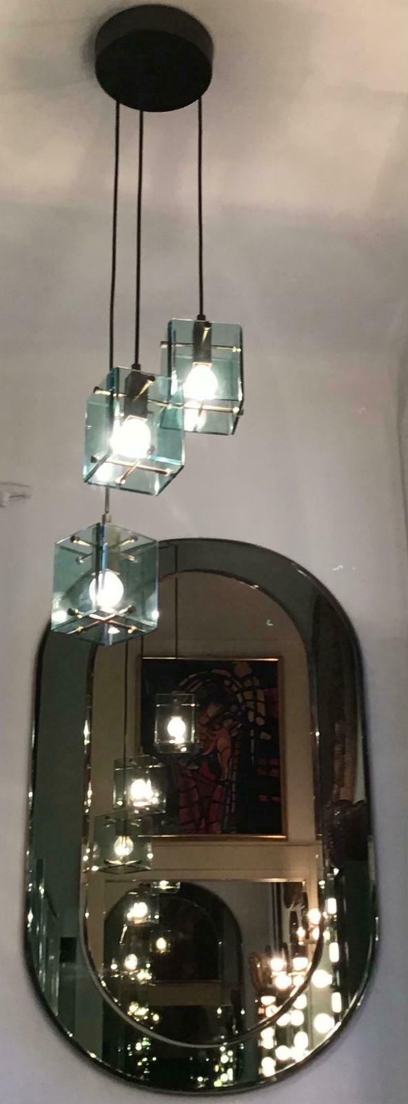Cristal Arte Chandelier Glass Brass Metal, 1950, Italy photo vinterior