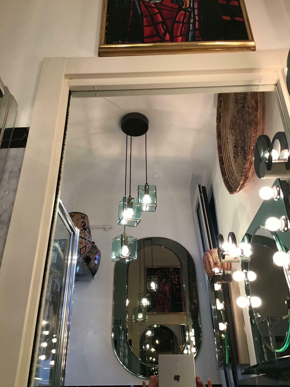 Lighting Cristal Arte Chandelier Glass Brass Metal, 1950, Italy photo