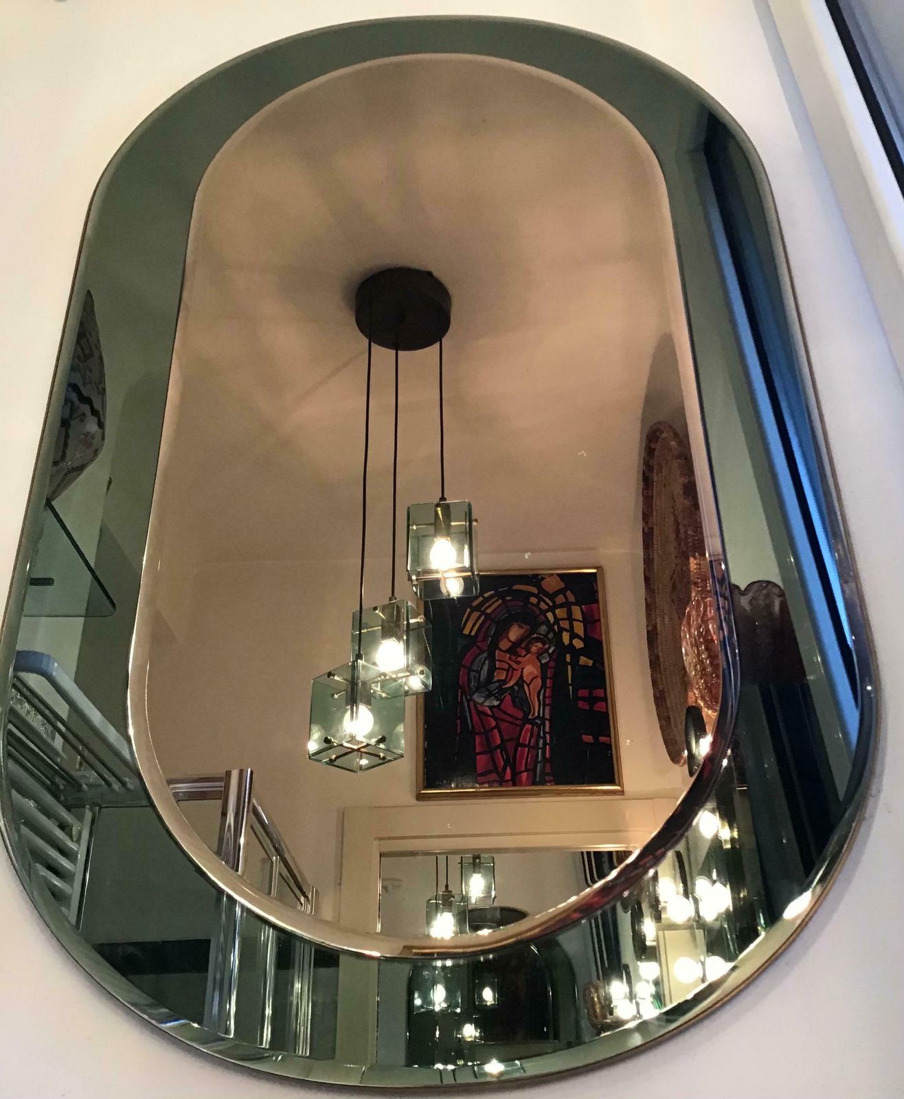photo vintage Cristal Arte Chandelier Glass Brass Metal, 1950, Italy