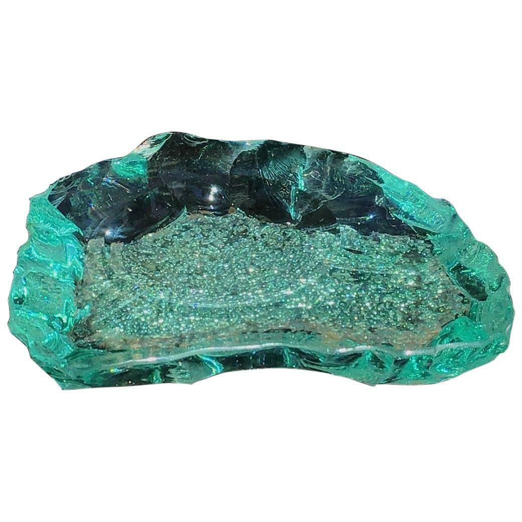 Fontana Arte Rare Ashtrav 1950 Emerald Green Colour, Italy