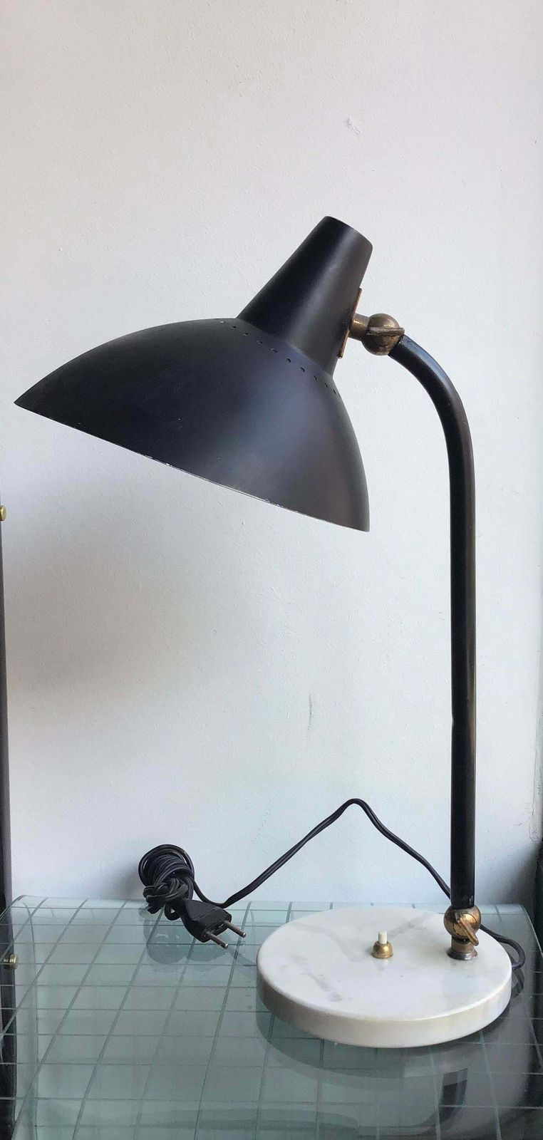 Stilnovo Table Lamp Adjustable Brass Metal Marbre 1950 Italy photo furniture