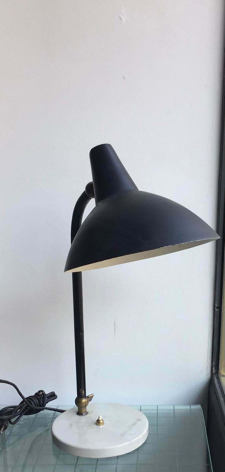 Stilnovo Table Lamp Adjustable Brass Metal Marbre 1950 Italy photo for sale