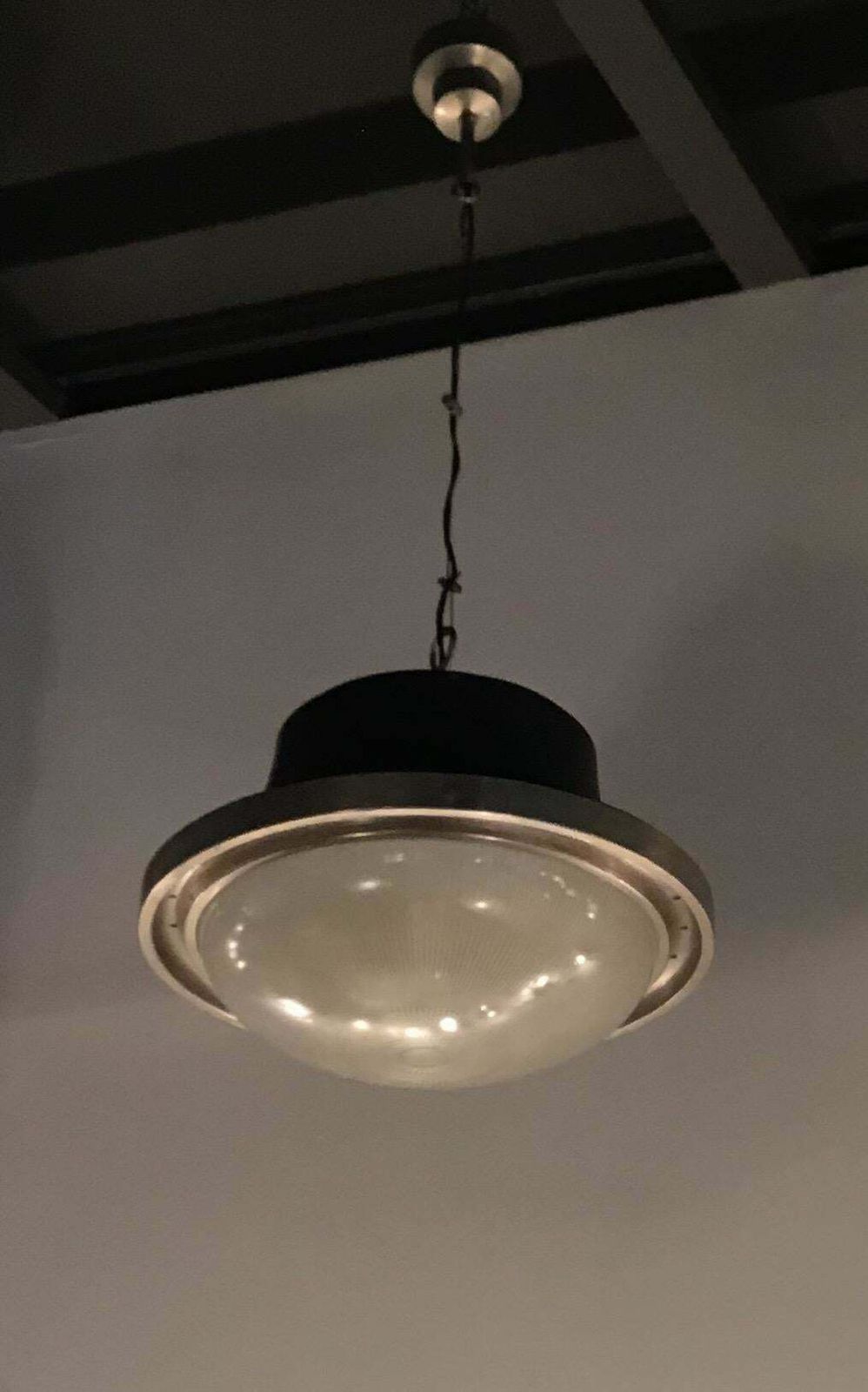 Artemide Sergio Mazza Chandelier “Tau” 1960 Iron Stamp Glass Lacquered Aluminium photo for sale