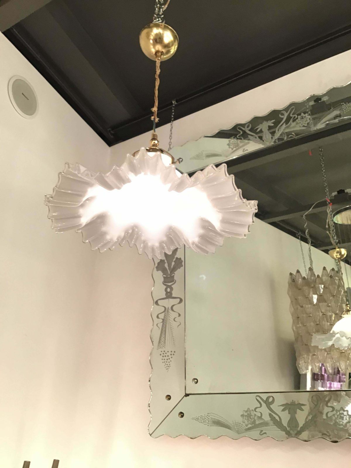 Toni Zuccheri Chandelier Murano Glass Brass, 1955, Italy photo vintage
