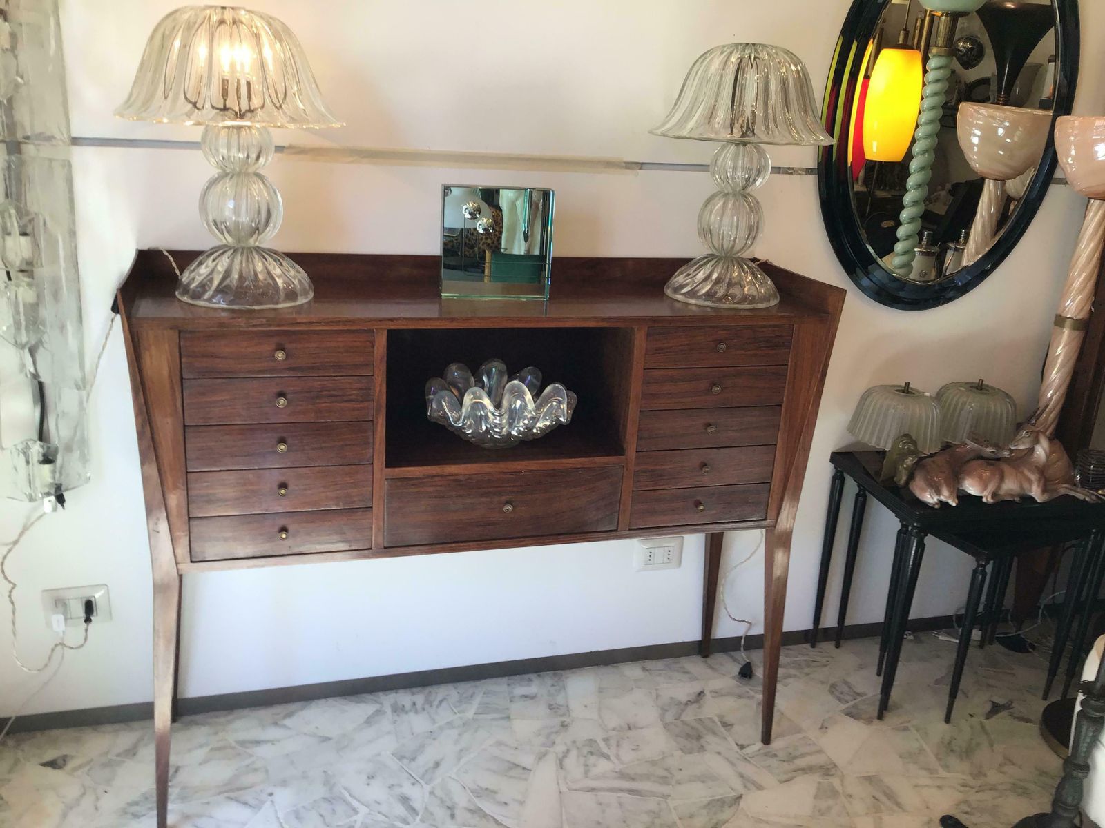 photo for sale La Permanente Mobili Cantù Container Display Cabinet Brass Wood, 1950, Italy