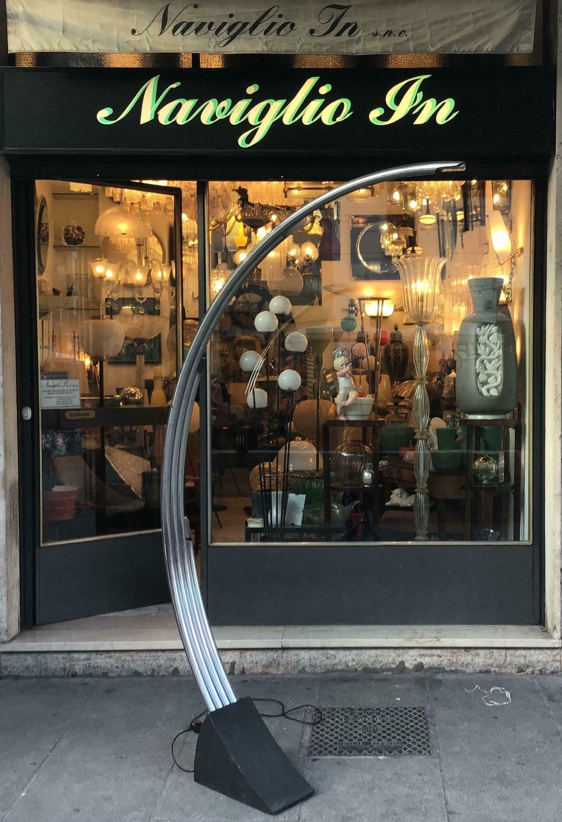 Reggiani Floor Lamp Four Lights Chrome And Cast Iron, Italian, 1970 photo vinterior