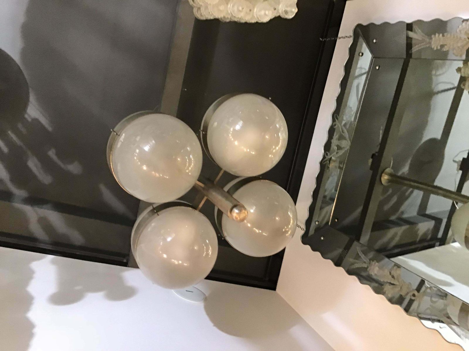 Sergio Mazza “Artemide” 1961 Chandelier 8 L Tetraclio Nickel Plated Brass Glass photo for sale