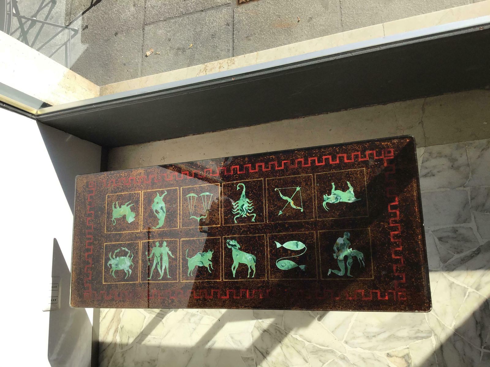 Coffee Table “Zodiac” Iron Glass, 1950, Italy photo buy