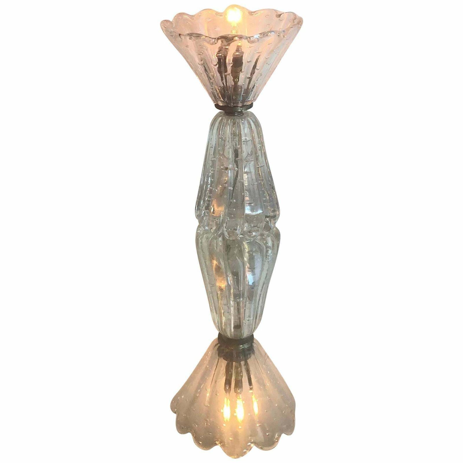Barovier E Toso Table Lamp Murano Glass Metal Crome 1940 Italy