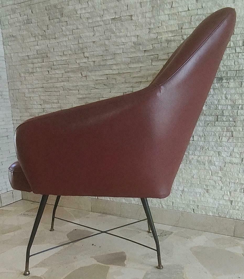J.Cecyl Witty Armchair Brass Iron Skin 1950 Italy photo Furniture