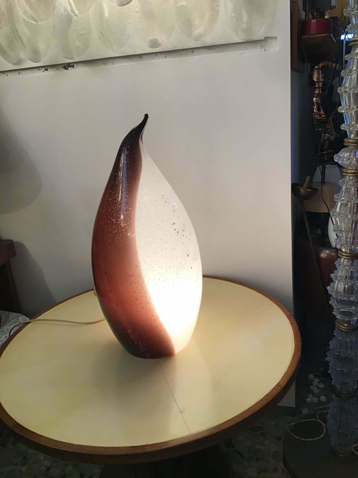 Vistosi Penguin Table Lamp Inlaid Murano Glass, 1965 photo for sale